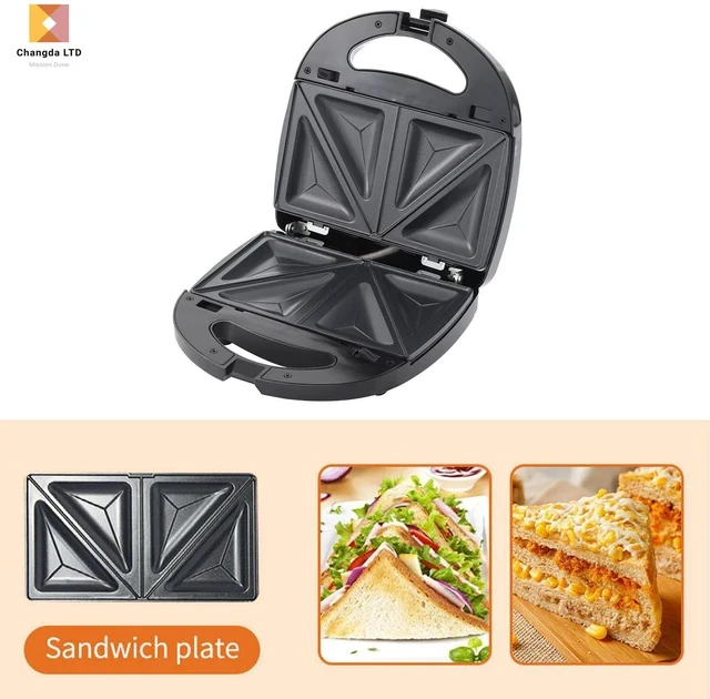 Alt view image 5 of 7 - Adjustable Temp 3-in-1 Sandwich & Waffle Maker Multifunctional Breakfast Machine with Non-Stick Plates, for Grilled Cheese, Pancakes, Steak & Toast