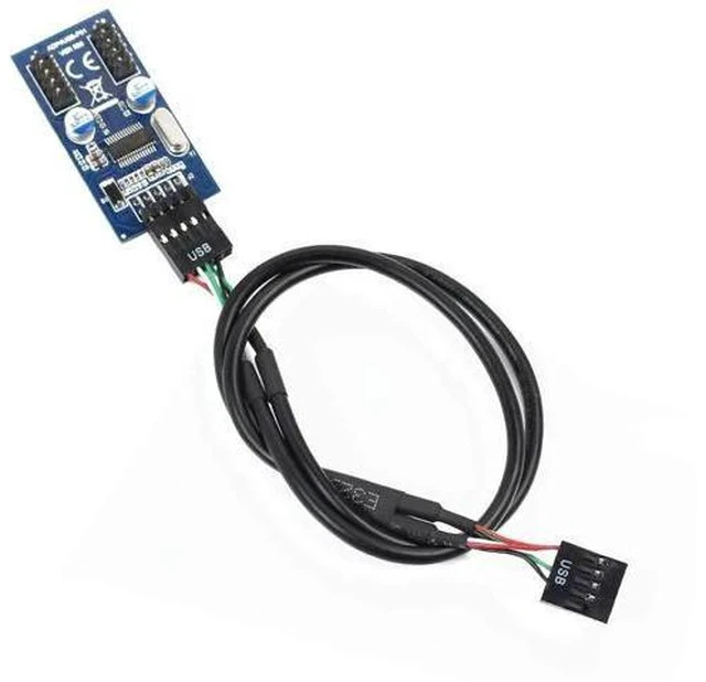 Alt view image 2 of 4 - 60cm USB 2.0 9Pin Motherboard Header Splitter Cable | 1-to-2 Internal Hub Extension Adapter