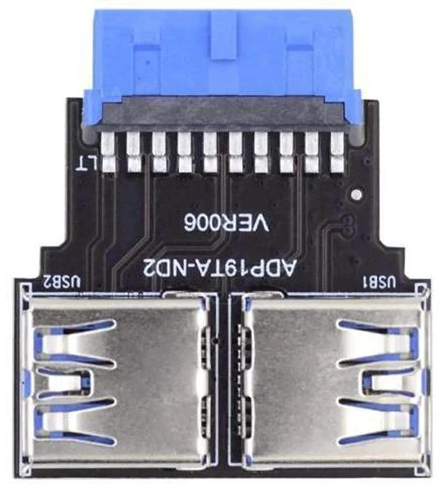 Alt view image 3 of 7 - Horizontal Dual USB 3.0 A Female to 20/19 Pin Motherboard Header Adapter, 5Gbps PCBA Connector for PC