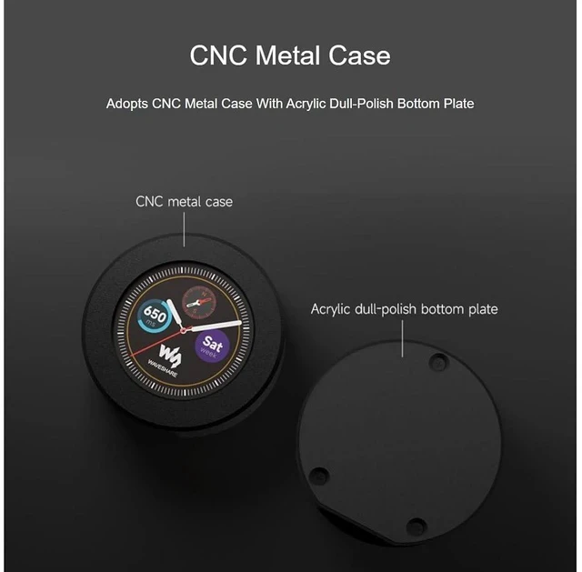 Alt view image 3 of 7 - RP2040 MCU Board with 1.28inch Round Touch LCD with CNC Metal Case 240×240 Pixels 65K RGB Color IPS Display, Based on Raspberry Pi RP2040,Onboard Accelerometer and Gyroscope Sensor