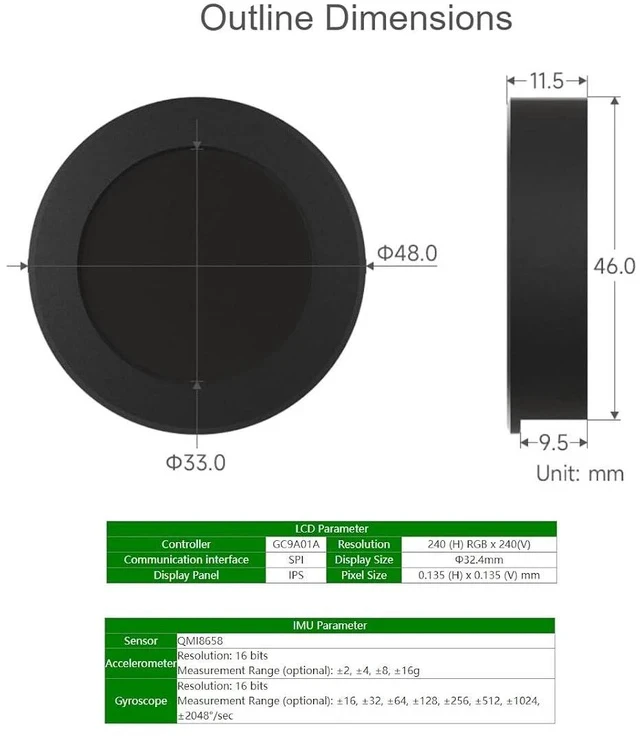 Alt view image 7 of 7 - RP2040 MCU Board with 1.28inch Round Touch LCD with CNC Metal Case 240×240 Pixels 65K RGB Color IPS Display, Based on Raspberry Pi RP2040,Onboard Accelerometer and Gyroscope Sensor