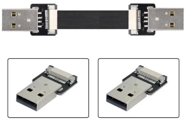 Alt view image 2 of 7 - 0.5M Flat Ribbon USB2.0 Male to Male Extension Flex Cable for Data Sync & Charging