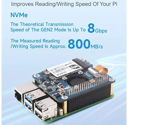Alt view image 3 of 7 - PCIe to M.2 Adapter with PoE HAT for Raspberry Pi 5,Supports NVMe Protocol M.2 SSD 2230/2242,Supports IEEE 802.3af/at Network Standard