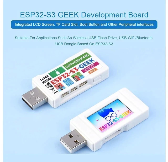 Alt view image 2 of 7 - ESP32-GEEK Development Board Based On ESP32-S3R2 Controller Chip,with 1.14inch 65K Color LCD,Supports WiFi and BLE 5,USB-A,I2C,UART Port,GPIO Header