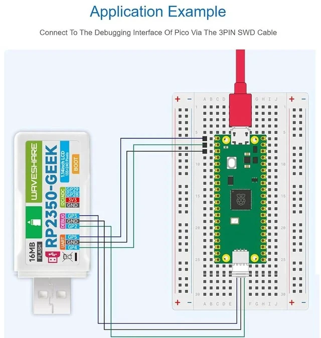 Alt view image 6 of 7 - RP2350-GEEK Development Board Based on RP2350 Microcontroller Onboard 1.14inch 65K Color LCD,USB Type-A Interface,Compatible with Multiple Debugging Methods