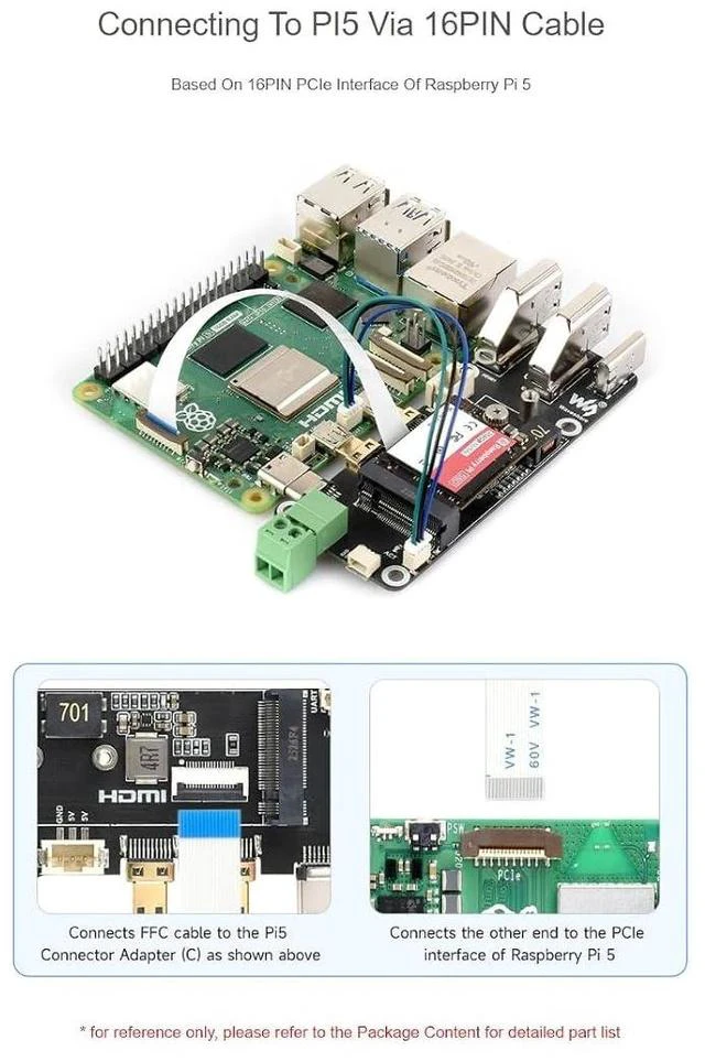 Alt view image 4 of 7 - PCIe to M.2 Multifunctional Adapter Compatible with Raspberry Pi 5,for NVMe Protocol M.2 Solid State Drive,Compatible with 2230/2242 Size M.2 Solid State Drives