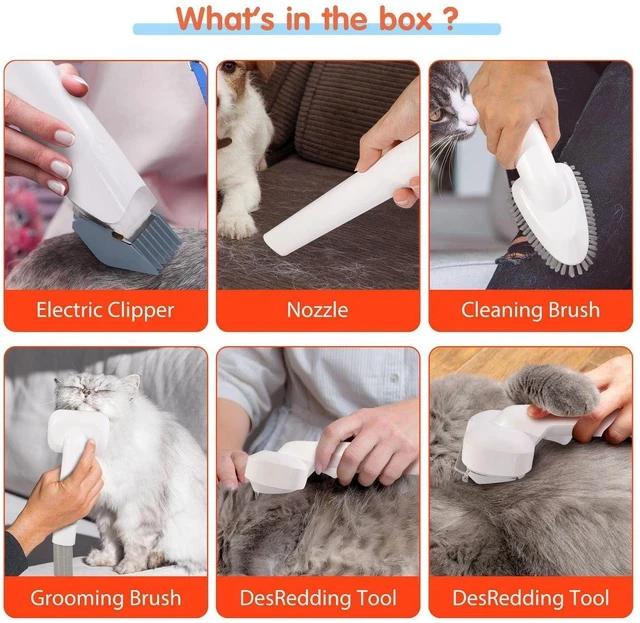 Alt view image 4 of 6 - Pet Multifunctional Grooming Kit with Vacuum Dog/Cat Hair Clipper & Vacuum Cleaner Set, Integrated Suction, Low Noise, for Home Use -Grey