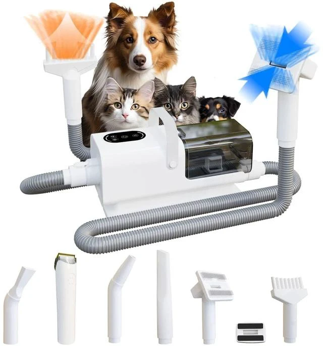 Main image of Pet Grooming Vacuum & Blow Dryer Integrated Suction, Trimmer & Hair Dryer for Dogs & Cats, Low Noise, Dust Cup