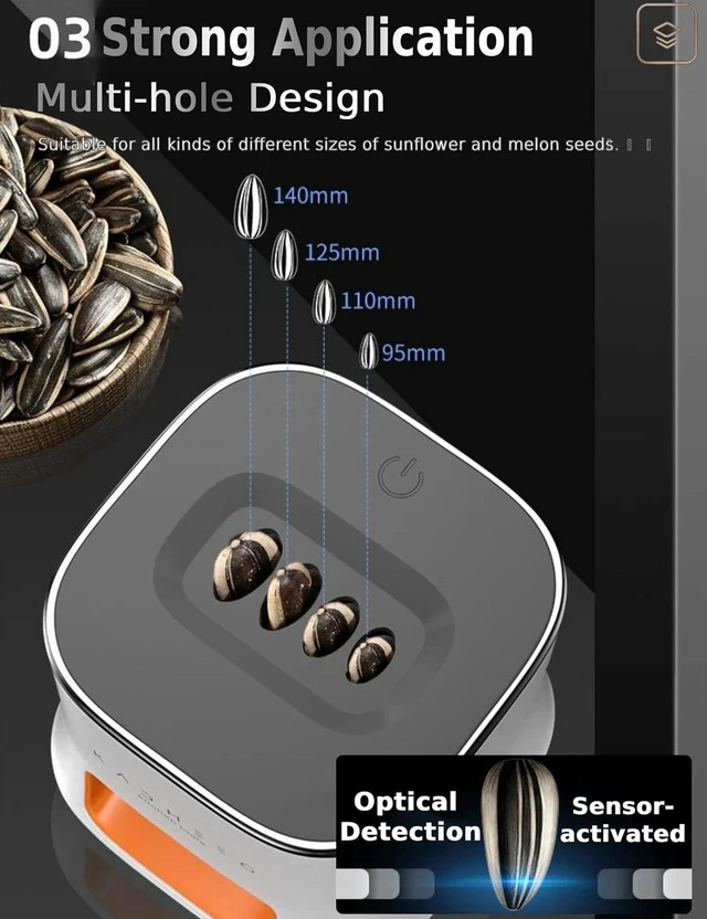 Alt view image 4 of 7 - Sunflower Seeds Peeler - Automatic Melon Seed Peeling Machine, Travel Seed Opener Universal Nut Sheller Designed for Nut Lovers
