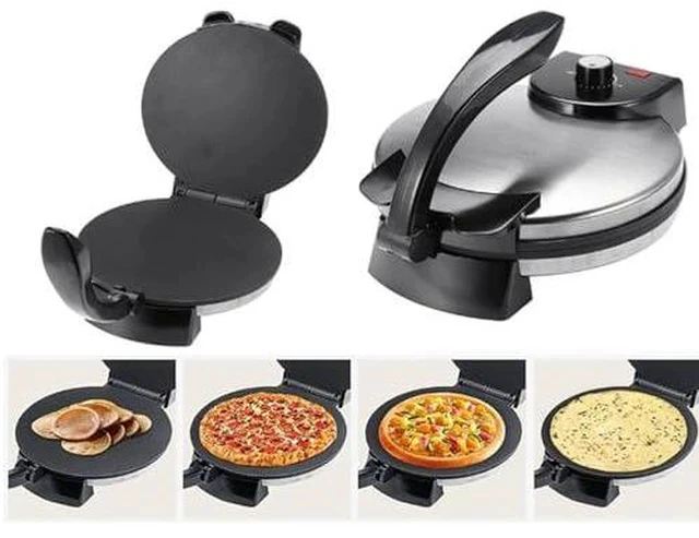 Alt view image 7 of 7 - 10inch Electric Tortilla Maker, Electric Rotis Tortilla Press, Anti Stick Roti Maker Machine to Make Indian Chapati, Tortilla, Roti, Maquina Para Hacer Tortillas, Dark black