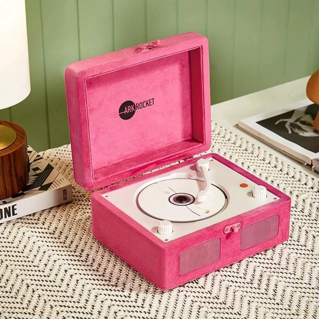Alt view image 2 of 2 - Portable CD Player & Bluetooth Speaker - Retro Rechargeable Mini CD Player with FM Radio USB AUX-in & Headphone Jack Compact Personal Music Player for Home Kids Gift (Hot Pink Velvet)