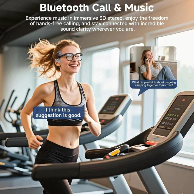 Alt view image 5 of 7 - M02S Smart AI Glasses 8MP Camera, Real-Time Translation, Bluetooth Calling, Voice Assistant, Smart Glasses for Travel/Business (Transparent lenses + Color-changing lenses)