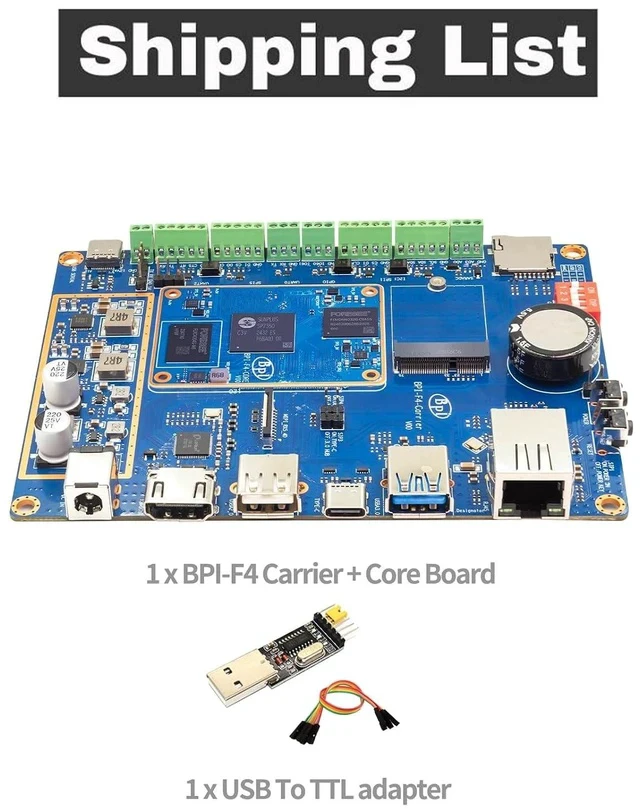 Alt view image 2 of 6 - Banana Pi BPI-F4 Industrial Control Board, Powered by Sunplus SP7350, 4GB LPDDR4, 32GB eMMC, 4.6TOPS NPU AI Solution for Robotics and Smart Devices (Standard Kit)