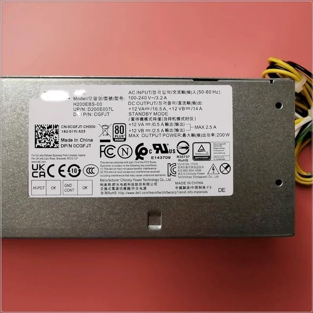 Alt view image 3 of 6 - H200EBS-00 L200EBS-00 AC200EBS-00 H200NS-00 200W Power Supply for De ll Opti Plex 3050 5050 7050 3060 5060 7060 3070 7070