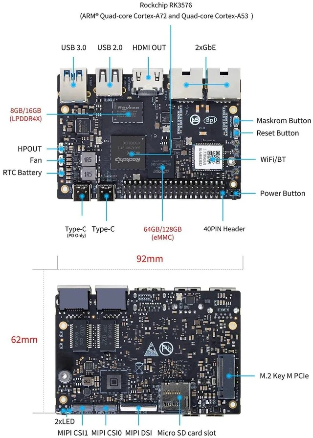 Alt view image 3 of 3 - Banana Pi BPI-M5 Pro(8G): High-Performance Single Board Computer with octa-core RK3576, AI & IoT Enhancements for Advanced Projects & Developers