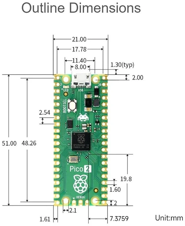 Alt view image 6 of 7 - 2 PCS Color-Coded Pre-soldered Raspberry Pi Pico 2 Microcontroller Development Board with Header Based on Official RP2350 Chip,Dual-core and Dual-Architecture Design
