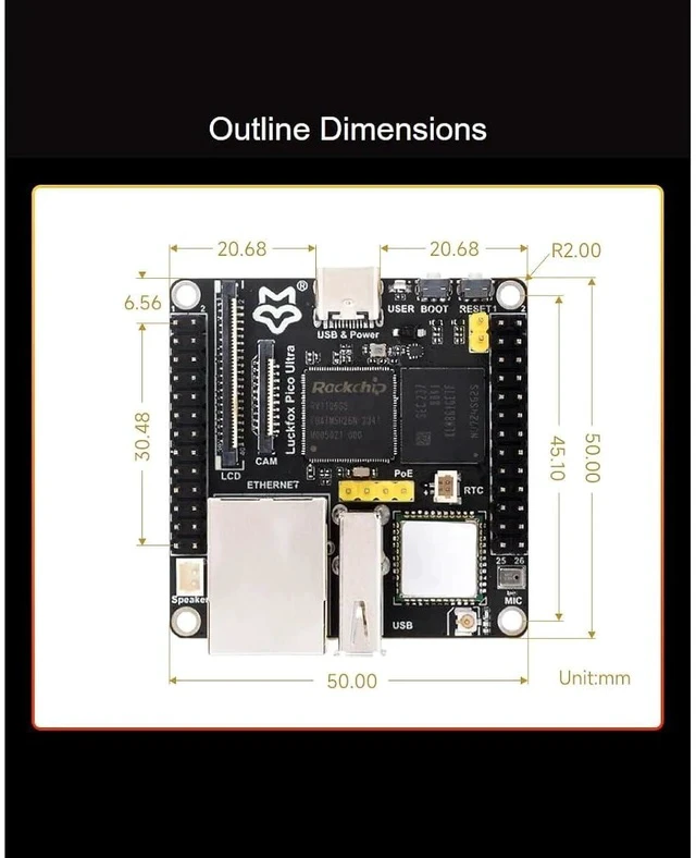 Alt view image 5 of 7 - Luckfox Pico Ultra Micro W PoE Kit RV1106 Linux Development Board,Integrates ARM Cortex-A7/RISC-V MCU/NPU/ISP Processors,Onboard WiFi 6 and Bluetooth Module,Reserved PoE Module Header