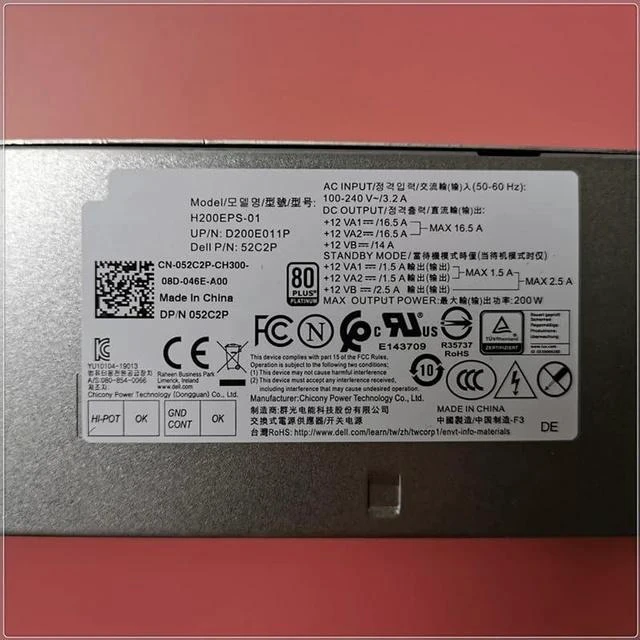 Alt view image 3 of 3 - H200EPS-01 H200EBS-01 AC200EBS-01 L200EBS-01 PCK019 52C2P KMJP5 K92TW R4T90 5TVM5 Original New 200W Power Supply for De ll Opti Plex 3080 5080 7080