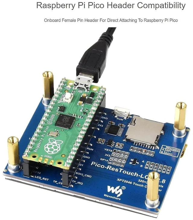 Alt view image 4 of 7 - for Raspberry Pi Pico LCD 2.8inch Touch Display Module 320×240 Resolution 262K Colors Display IPS Screen,Resistive Touch Controller XPT2046, ST7789 Driver, Using SPI Bus