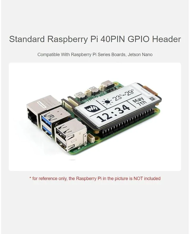 Alt view image 4 of 7 - 2.13inch E-Paper HAT+ for Raspberry Pi 5/ 4B/3B+/3B/2B/A+/Zero W/WH/Zero 2 W/Jetson Nano,250x122 Pixel 2.13inch E-Ink Display HAT Two-Color e-paper ModuleSPI Interface