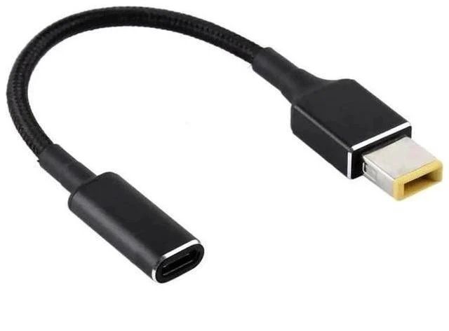 Main image of 30cm Nylon Braided Big Square DC to USB-C PD 100W Power Cable | Fixed 18.5V~20V Trigger Cord for Laptops