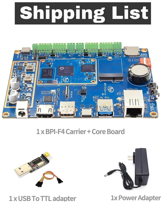 Alt view image 2 of 6 - Banana Pi BPI-F4 Industrial Control Board, Powered by Sunplus SP7350, 4GB LPDDR4, 32GB eMMC, 4.6TOPS NPU AI Solution for Robotics and Smart Devices (Power Kit)