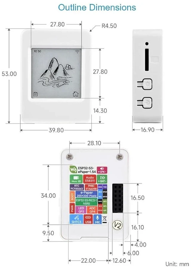 Alt view image 7 of 7 - ESP32-S3 1.54inch Touch E-Paper AIoT Development Board