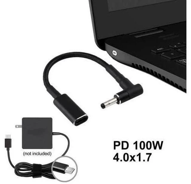 Alt view image 5 of 5 - PD 100W Right Angle 4.0×1.35mm DC to USB-C Nylon Braided Power Cable, 18.5V~20V Fixed Voltage Trigger Cord