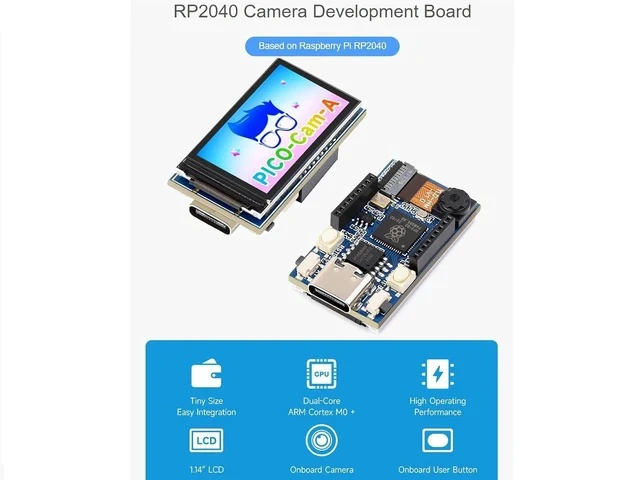 Alt view image 2 of 7 - RP2040 MCU Camera Development Board Based on RP2040 Chip,Onboard HM01B0 Grayscale Camera,1.14inch IPS LCD Display