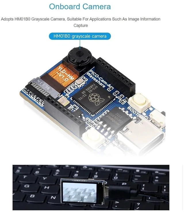 Alt view image 3 of 7 - RP2040 MCU Camera Development Board Based on RP2040 Chip,Onboard HM01B0 Grayscale Camera,1.14inch IPS LCD Display