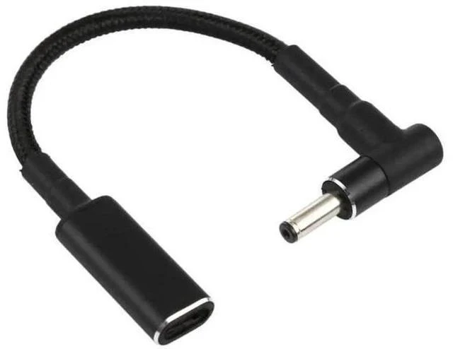 Main image of Right Angle 4.0×1.35mm DC to USB-C Nylon Braided PD Trigger Cable | 100W, 18.5V~20V Fixed Output