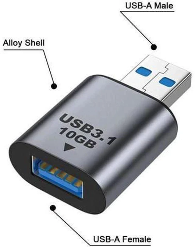 Alt view image 6 of 6 - 10Gbps USB 3.1 Type A Male to Female Extension Adapter, USB3.0 High Speed Extender Connector for Laptops & Desktops