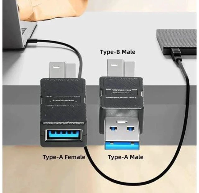 Alt view image 4 of 7 - 2 Pack USB 3.0 Type A Male/Female to Type B Male Adapter, Connector for Printer, Hard Drive and Camera