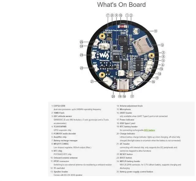 Alt view image 5 of 7 - ESP32-S3 1.85inch Round Touch Display Development Board 360×360 Resolution 262K Color LCD Screen, 32-bit LX7 Dual-core Processor,Supports WiFi & Bluetooth