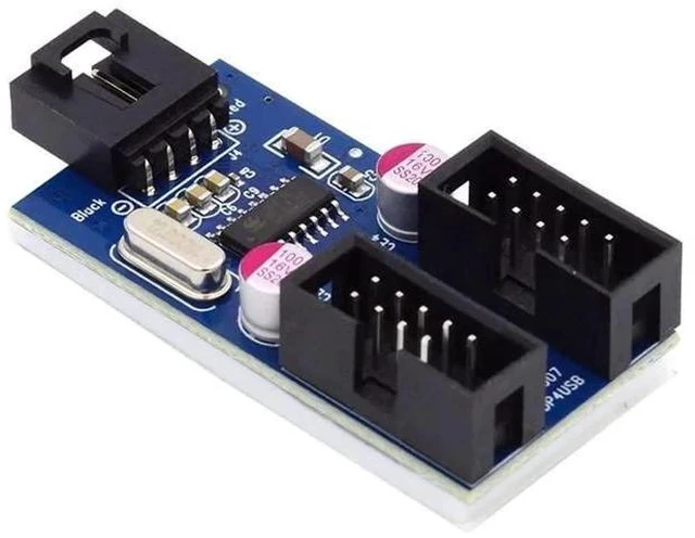 Alt view image 6 of 7 - USB 2.0 Type-A Male to Dual Female 9Pin Motherboard Header Hub Adapter, Port Multiplier Extension Connector