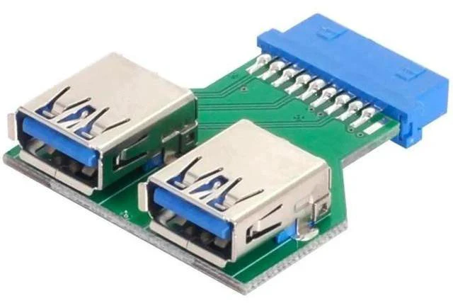 Main image of Dual USB 3.0 A Female to 19/20 Pin Motherboard Header PCBA Adapter