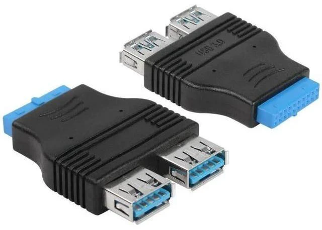 Main image of 2 Pack 19Pin to Dual USB 3.0 Type A Adapter, Flat Motherboard Header Converter for PC Internal Expansion