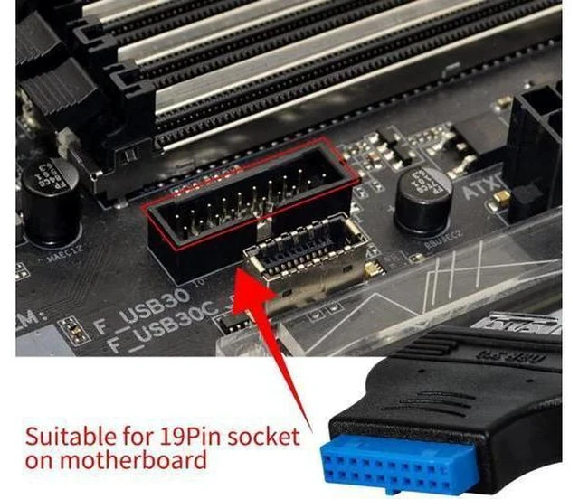 Alt view image 4 of 6 - 2 Pack 19Pin to Dual USB 3.0 Type A Adapter, Flat Motherboard Header Converter for PC Internal Expansion