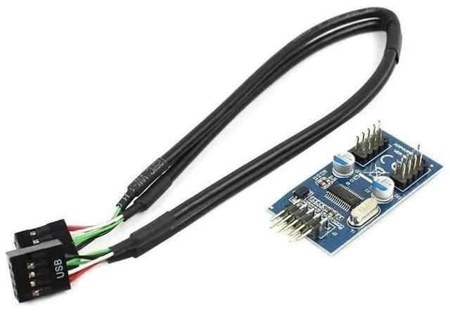 Main image of 30cm USB2.0 9Pin Motherboard Header Splitter Cable, 1 to 2 Internal USB Extension Adapter
