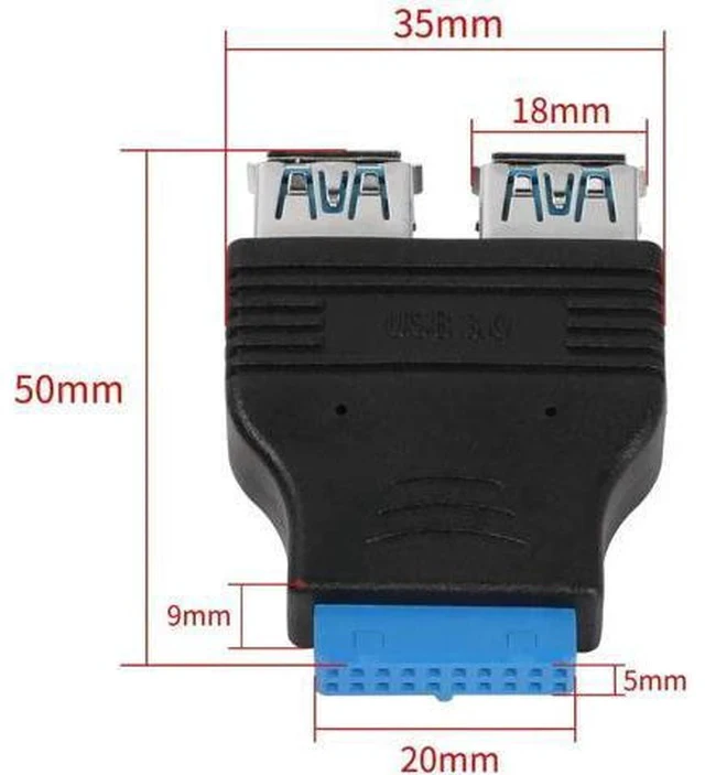 Alt view image 6 of 6 - 2 Pack 19Pin to Dual USB 3.0 Type A Adapter, Flat Motherboard Header Converter for PC Internal Expansion