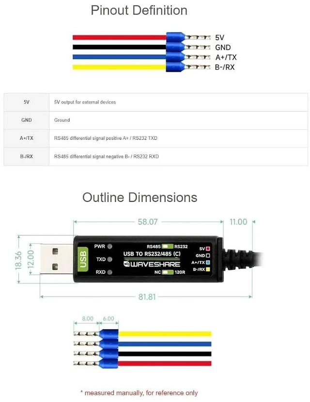 Alt view image 5 of 7 - USB to RS232/485 Serial Port Converter Adapter Cable with Original FT232RNL Chip,Supports Mac, Linux, Android, Win11/10/8.1/8/7,Supports 3.3V / 5V,RS232 / RS485 Communication Switching