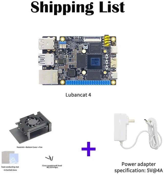 Alt view image 2 of 7 - Lubancat 4 Mini PC RK3588S2 Development Board: 4/8/16GB LPDDR4 RAM, 6T NPU, Gigabit Ethernet, 8K Codec, Raspberry Pi 5 Alternative (4G+32G,with Metal Case and Power)