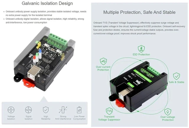 Alt view image 3 of 7 - USB to 2CH RS485 Isolated ConverterIndustrial Grade USB to RS485 Adapter Onboard Original FT2232HL Chip,Supports Win11/10/8.1/8/7, MacOS, Linux, Android,Transmission Distance Up to 1.2km,