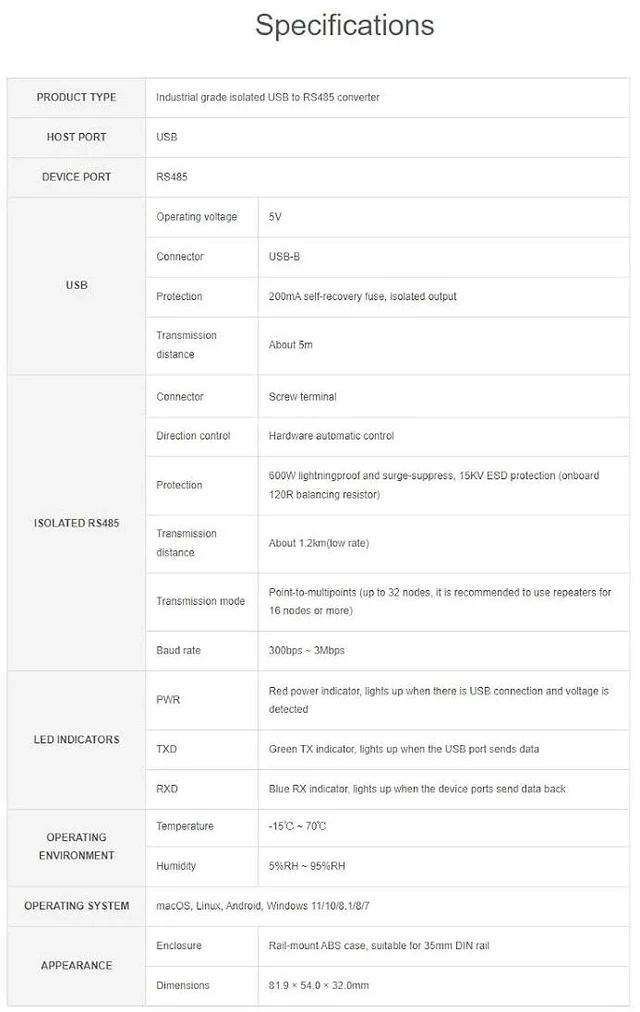 Alt view image 6 of 7 - USB to 2CH RS485 Isolated ConverterIndustrial Grade USB to RS485 Adapter Onboard Original FT2232HL Chip,Supports Win11/10/8.1/8/7, MacOS, Linux, Android,Transmission Distance Up to 1.2km,