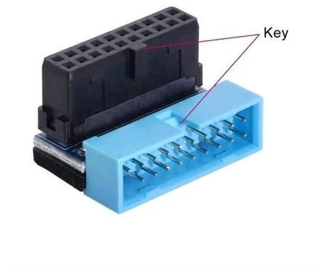 Alt view image 3 of 6 - 2-Pack 90° Up & Down Angled 19/20Pin USB3.0 Motherboard Header Extension Adapter, Internal USB 3.0 Male to Female Extender for DIY PC Chassis