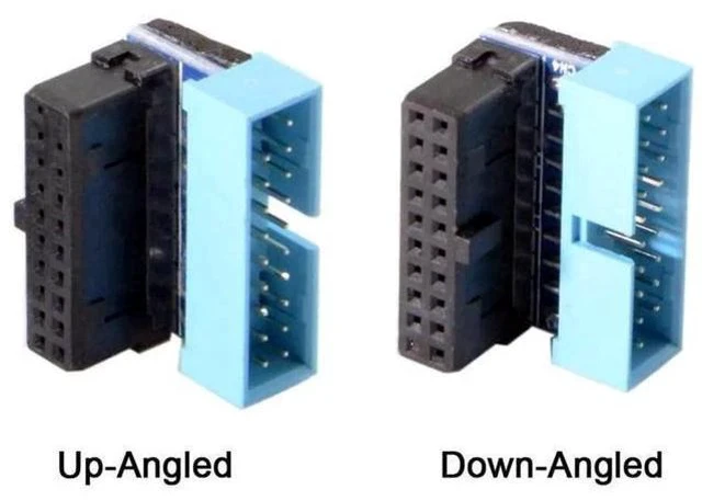 Alt view image 4 of 6 - 2-Pack 90° Up & Down Angled 19/20Pin USB3.0 Motherboard Header Extension Adapter, Internal USB 3.0 Male to Female Extender for DIY PC Chassis