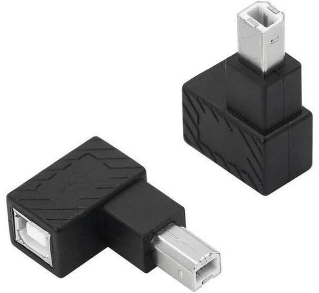 Main image of 2 Pack 90 Degree Right Angle USB 2.0 Type-B Male to Female Printer Adapter, 480Mbps Plug & Play Connector for PC and Printers