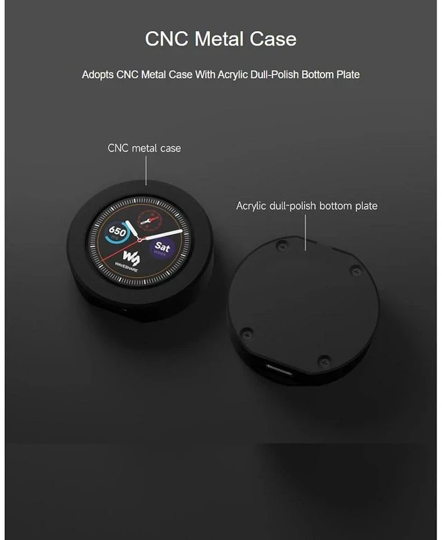 Alt view image 4 of 7 - RP2040 MCU Board with 1.28inch Round Touch LCD B with CNC Metal Case 240×240 Pixels 65K RGB Color IPS Display, Based on Raspberry Pi RP2040,Onboard Accelerometer and Gyroscope Sensor