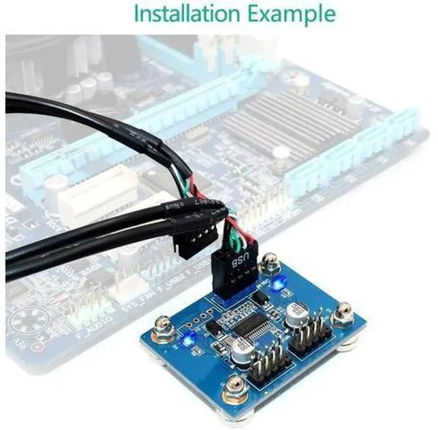 Alt view image 2 of 7 - 30CM 180-Degree USB2.0 9Pin Motherboard Header 1-to-2 Y Splitter Cable | Single Male Header to Dual USB2.0 Male Internal Expansion Cord