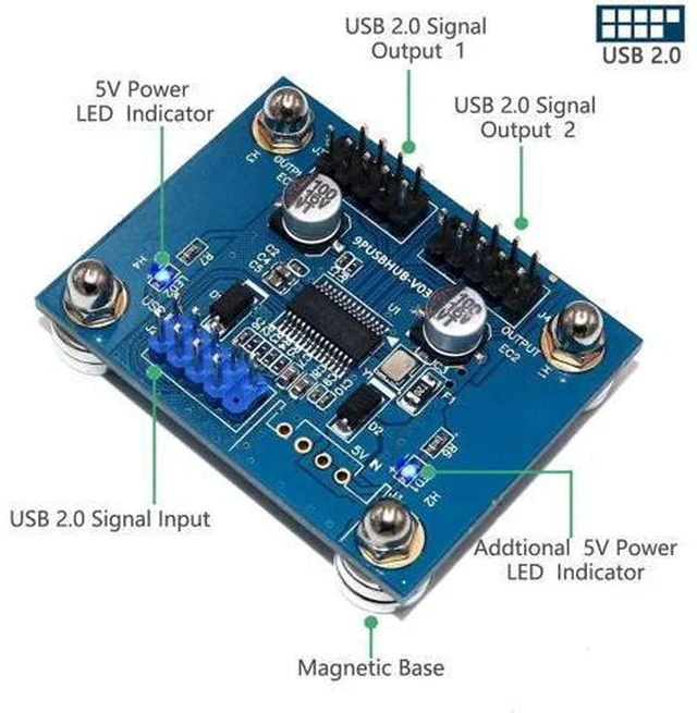 Alt view image 4 of 7 - 30CM 180-Degree USB2.0 9Pin Motherboard Header 1-to-2 Y Splitter Cable | Single Male Header to Dual USB2.0 Male Internal Expansion Cord